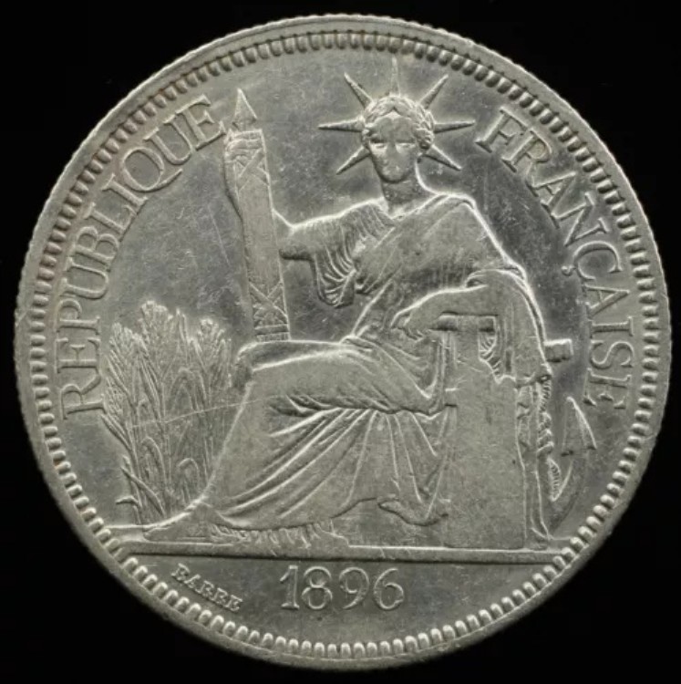 フランス領インドシナ貿易銀　シルバー　銀貨　コイン　1ピアストル　1908年 楽天市場】フランス領インドシナ貿易銀 1ピアストル銀貨1907年極