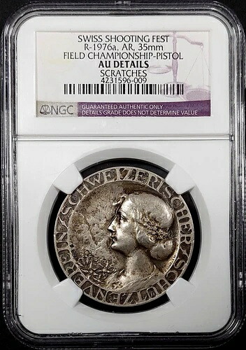 スイス射撃フェストメダル、R-1976a、AR、35mm、NGC AU 詳細！刻印入り！SKU 009｜WORLD RESOURCE【KING店】 82,885円