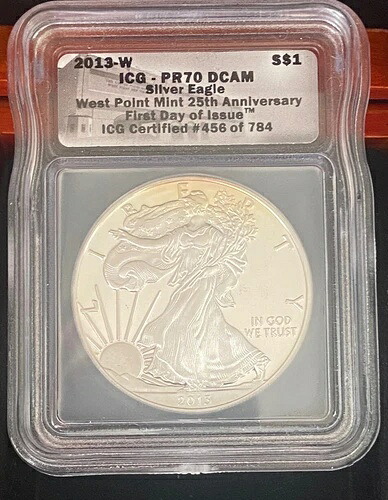 ANACS PR70 DCAM シルバーイーグル リバースプルーフ 発行初日 ICG 2013 W｜WORLD RESOURCE【KING店】