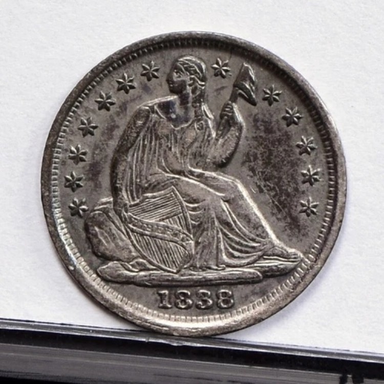 1838年製ハーフダイム - 大きな星 - AUディテール、クリーニング済み (#53457-L)｜WORLD RESOURCE【KING店】