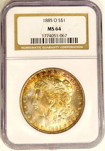 1885-O NGC MS 64 オールドホルダー モルガンダラー 美しいサンセットトーン PQ|WORLD RESOURCE【KING店】