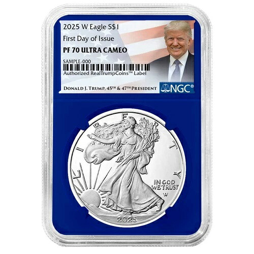 2025-W $1 1オンス プルーフ アメリカンシルバーイーグル NGC PF70UC FDI トランプラベル ブルーコア|WORLD RESOURCE【KING店】