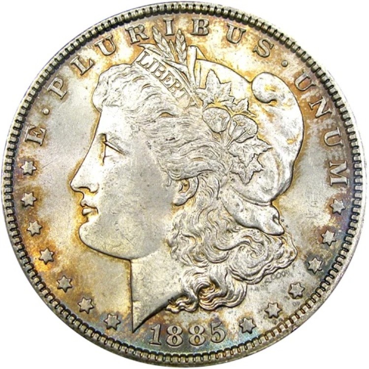 1885 $1 PCGS MS63 モーガン ~ オリジナルの色と極端な衝突!|WORLD RESOURCE【KING店】