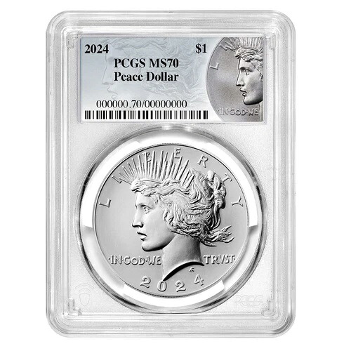 2024年 1ドル ピースシルバードル PCGS MS70 ピースラベル|WORLD RESOURCE【KING店】