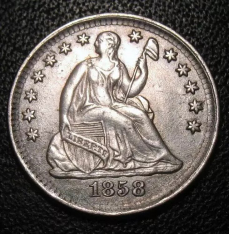 古いアメリカの硬貨、高品位銀貨、1858年製、ハーフダイム|WORLD RESOURCE【KING店】