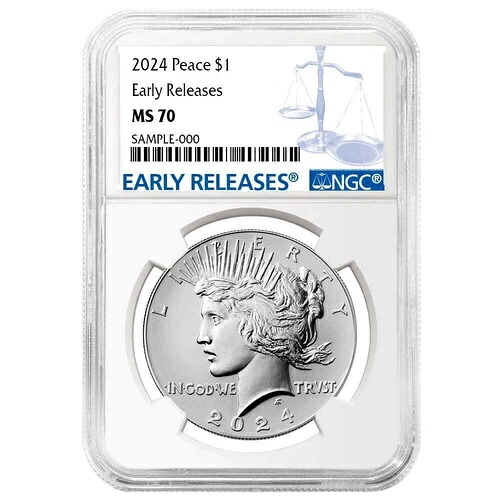2024 $1 ピース シルバー ダラー NGC MS70 ER ブルー ラベル｜WORLD RESOURCE【KING店】