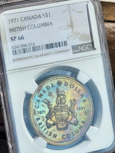 1971年カナダ ブリティッシュコロンビアドル NGC SP66 レインボートーン銀貨｜WORLD RESOURCE【KING店】