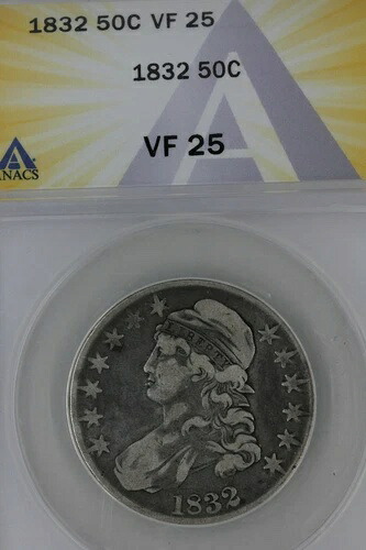 1832 .50 ANACS VF 25 1800年代のキャップドバストハーフドル、ミスリバティ、バスト|WORLD RESOURCE【KING店】