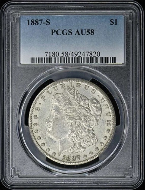 1887-S 1ドル モルガン・ダラー PCGS AU58|WORLD RESOURCE【KING店】