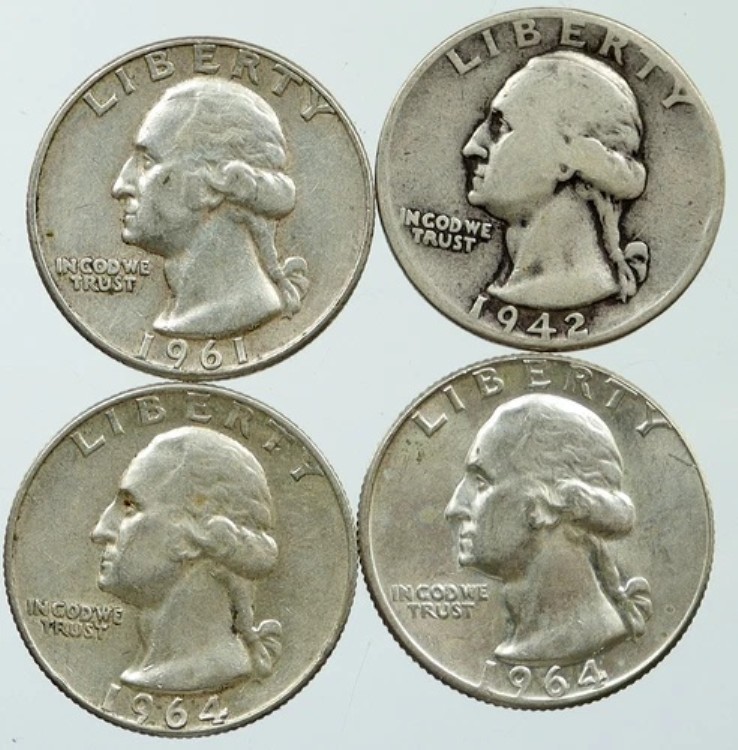 アメリカ合衆国 ワシントングループ シルバークォーターコイン 4枚セット ギフト i116295｜WORLD RESOURCE【KING店】