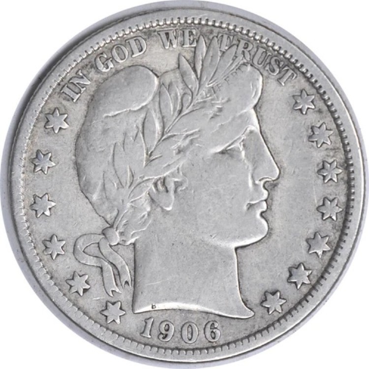 1906-D バーバー シルバー ハーフドル VF 未認定 #215｜WORLD RESOURCE【KING店】