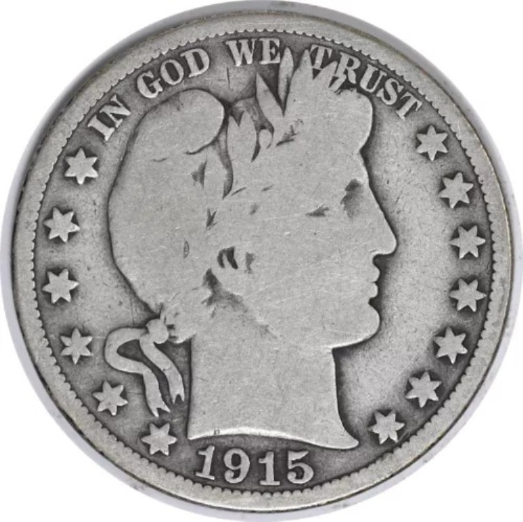 1915年 バーバー シルバー ハーフドル VG 未認定 #1063｜WORLD RESOURCE【KING店】