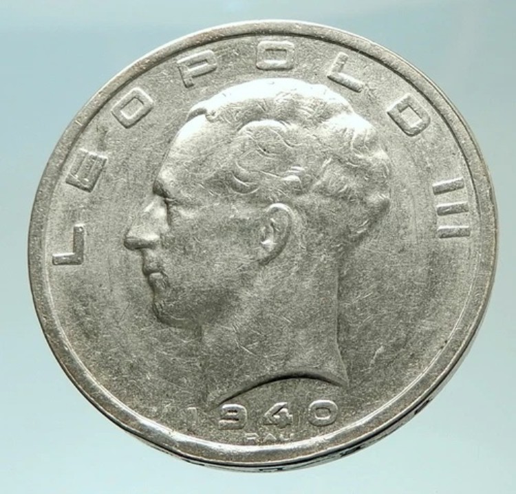 1940年 ベルギー国王レオポルド3世 9シールド 純銀 50フラン コイン i75894|WORLD RESOURCE【KING店】