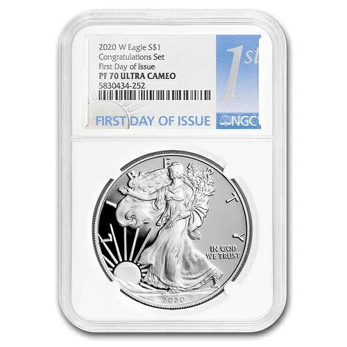 2020-W プルーフ シルバー イーグル PF-70 NGC (FDI、おめでとうセット)｜WORLD RESOURCE【KING店】