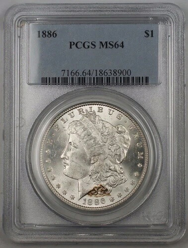 1886年 アメリカ モルガン銀貨 1ドル PCGS MS-64 Br6 M｜WORLD RESOURCE【KING店】