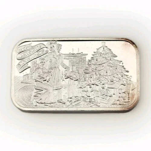 1975年 E.J. Aleo & Co. T'was Christmas Morn 2オンス .999 シルバー アートバー 限定版｜WORLD RESOURCE【KING店】 82,885円