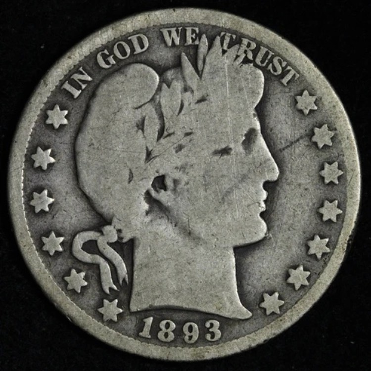 1893-O バーバー シルバー ハーフドル VG E309 T