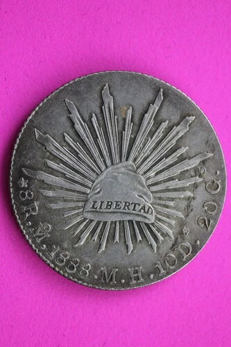 1888 メキシコ MoMH 8 Reales Libertad シルバー コイン .903 Fine Authentic & Real 0857N