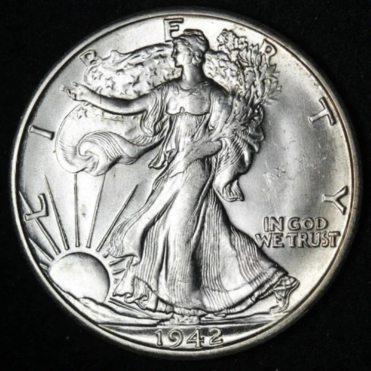 1942-D ウォーキング・リバティ・シルバー・ハーフドル BU *未流通* MS E358 QEN