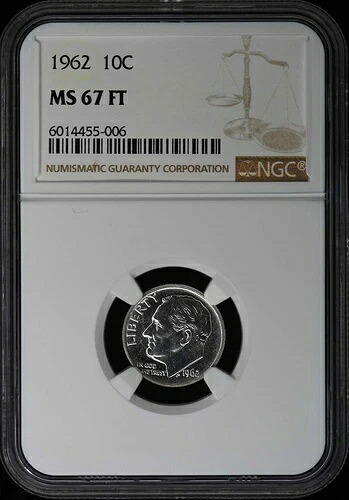 1962年 ルーズベルト ダイム（銀）10セント NGC MS67FT