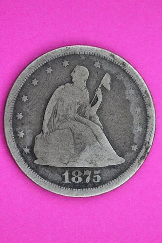 1875年 S 20セント 自由の女神像 銀貨 本物保証 1243