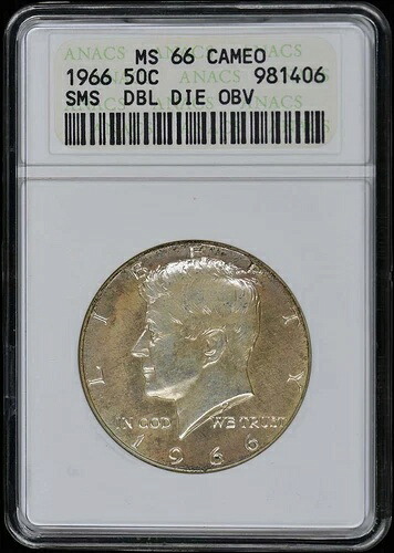 1966年 50セント SMS ケネディ ハーフダラー - タイプ2 シルバークラッド PCGS SP66