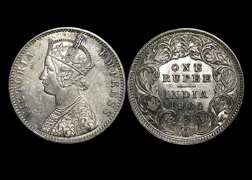 素晴らしい1901年頃の銀ルピー - イギリス領インド・ビクトリア・オーストラリア硬貨、KM492 ????｜WORLD RESOURCE【KING店】