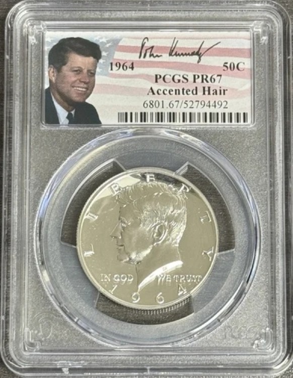 楽天市場】1964年 アクセントヘア ケネディ 50セント NGC PF 67