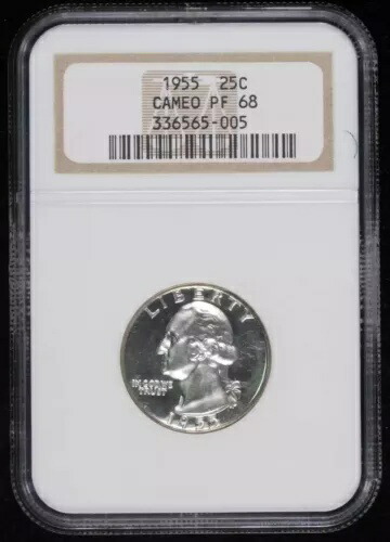1955年 P クォータードル 銀貨 NGC PF-68 カメオ カメオ