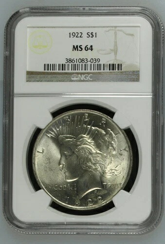 1922年ピースシルバーダラー NGC MS-64 67,760円