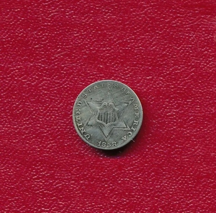 1858 年 3 セント銀貨 ** 厳選された少量流通品 ** 送料無料!! 67,760円