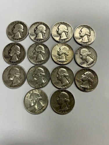 ワシントン シルバー クォーター 14 枚セット 1940-1964-XF