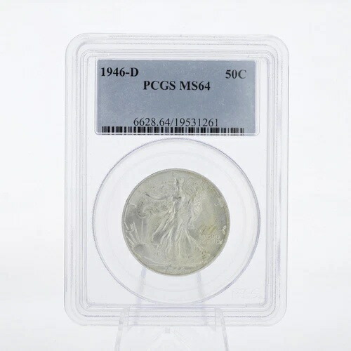 1946年-D ウォーキング・リバティ ハーフドル 90% 純銀コイン PCGS MS 64 未開封 67,760円