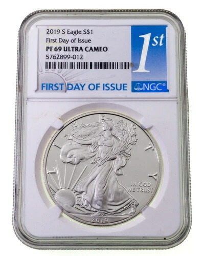 2019-S 1ドル銀アメリカンイーグルプルーフ、NGCによりPF69ウルトラカメオFDOIと評価 67,760円