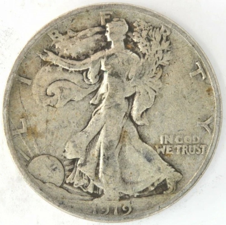 1919年 D ウォーキング・リバティ ハーフダラー 米国 90% 銀 50セントコイン デンバー造幣局