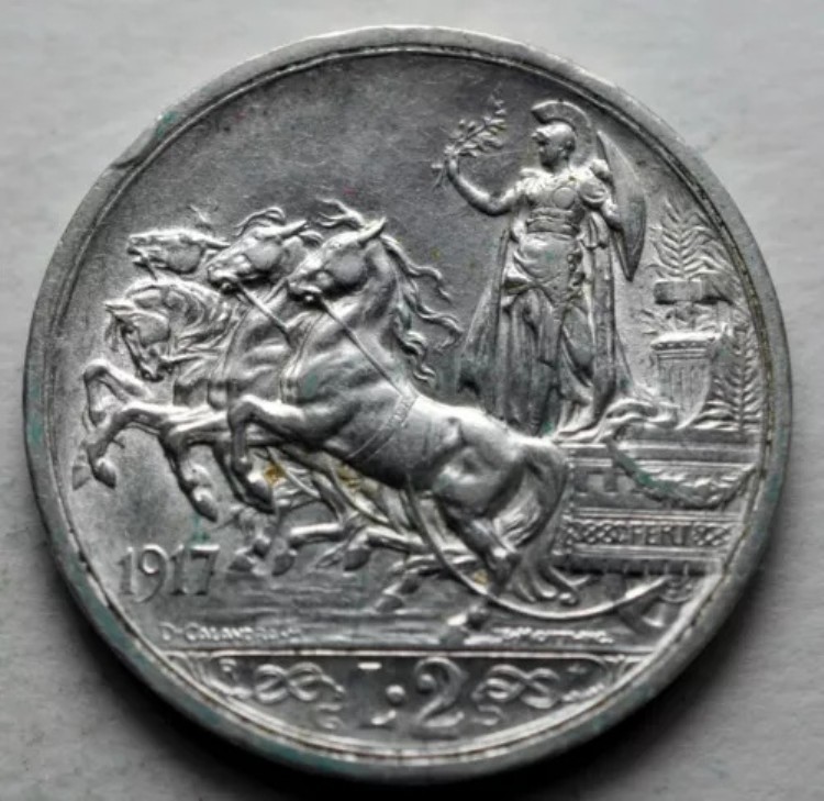 2リラ 1917 銀貨 国王 ヴィットーリオ・エマヌエーレ3世 イタリア王国｜WORLD RESOURCE【KING店】