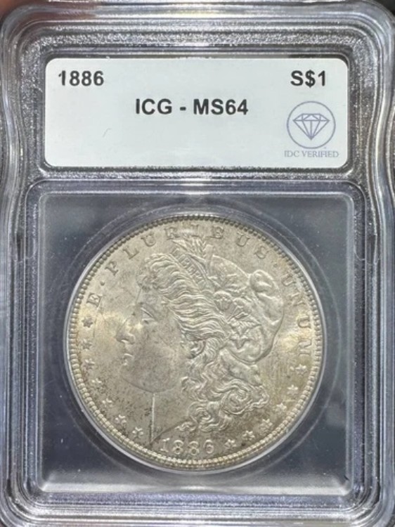 1886年 モルガン銀貨 ICG MS-64 IDC 検証済み 67,760円
