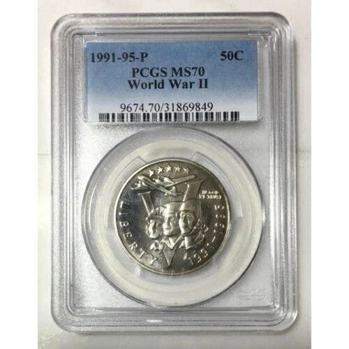 1991-95 P 第二次世界大戦 50セント PCGS MS70 *Rev Tye's* #9849125