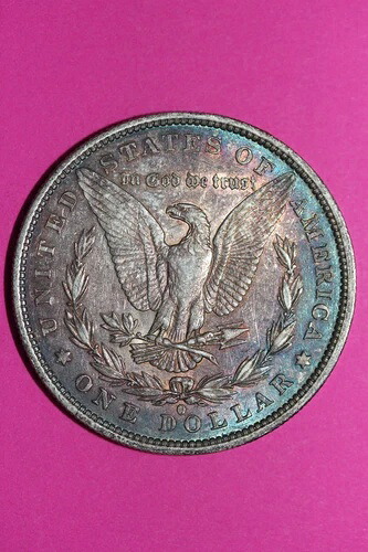 レインボートーン 1879 O モーガン レディリバティ シルバードル 高級コイン 38
