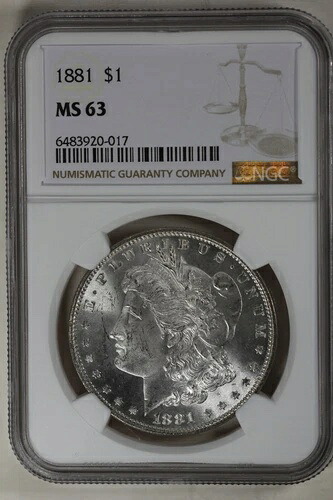 1881 1.00 NGC MS63 モルガン銀貨、ミス・リバティ・ヘッド・ドル｜WORLD RESOURCE【KING店】