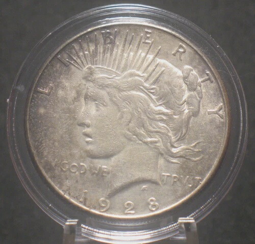 1928-S 米国銀平和ドル $1 AU 詳細 90% 銀 タフター日付
