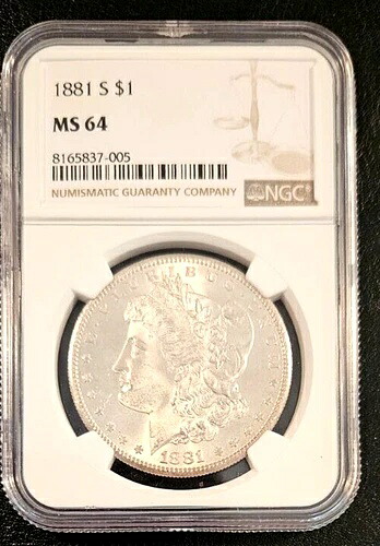 1881 S モーガン銀貨 NGC MS64、輝く鏡のような素晴らしい標本！｜WORLD RESOURCE【KING店】