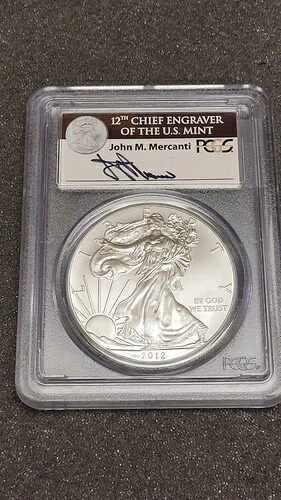 2012-S シルバーイーグル PCGS MS70 メルカンティ 直筆サイン入り No. 2｜WORLD RESOURCE【KING店】