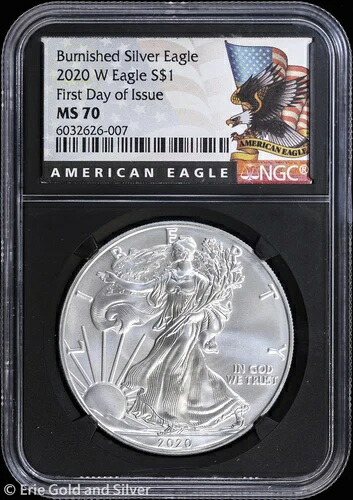2020-W $1 バーニッシュド アメリカン シルバー イーグル NGC MS 70 | FDOI