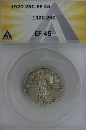 1920年 .25 ANACS EF 45 スタンディングリバティクォーター、リバティ25セント｜WORLD RESOURCE【KING店】