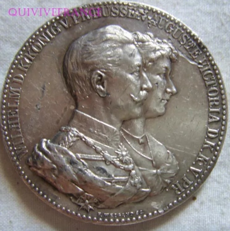 MED10556 - ギヨーム2世プロイセン＆アウグスタ・ヴィクトリア記念勲章 1906年 銀製｜WORLD RESOURCE【KING店】