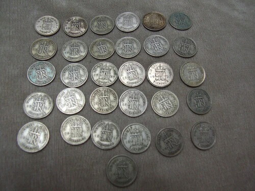 J7 英国銀貨ジョージ6世 - 1937年 6ペンス 6 x31