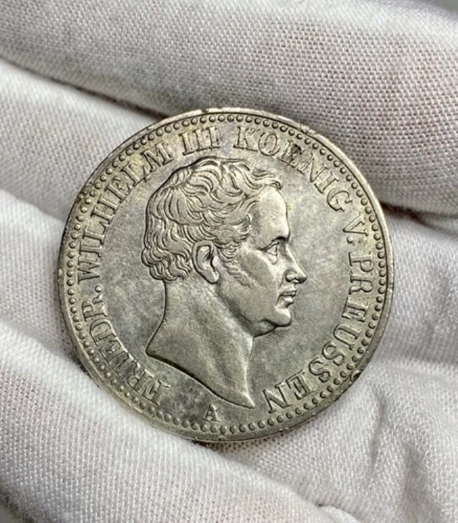 1838年 ドイツ プロイセン国王ヴィルヘルム3世 銀鉱山 5万ターラー 非常に美しいコイン 58,080円