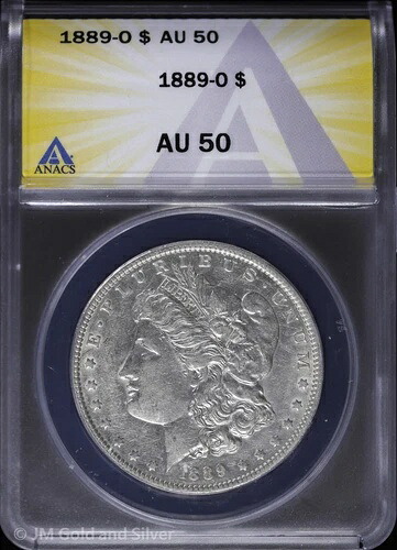 1889-O 1ドルモルガン銀貨 ANACS AU 50