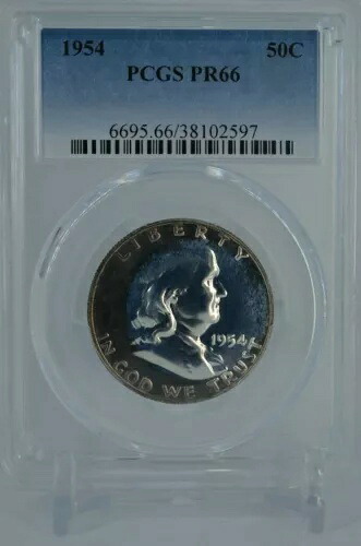 PR66 1954 PCGS グレーデッド フランクリン 90% シルバー ハーフダラー プルーフ レア トーンコイン